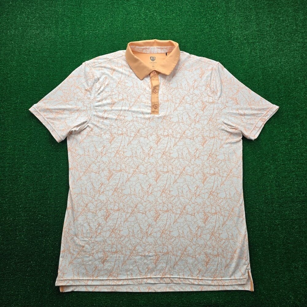 Graham Luxe Polo Shirt Mens XL White Orange Forester Golf Performance Preppy